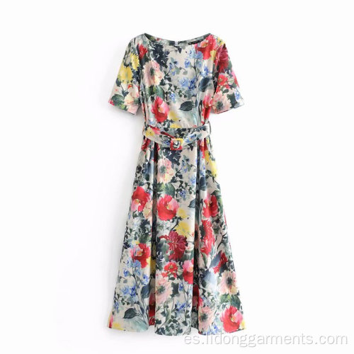 Vestido largo con estampado floral más nuevo de verano para mujeres